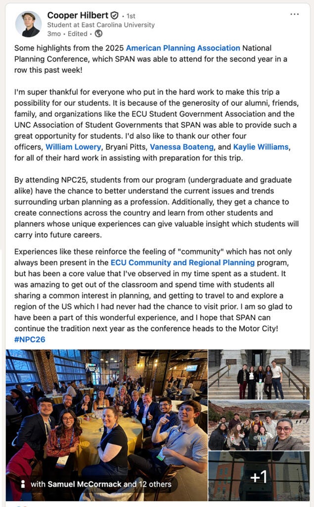 Cooper Hilbert's Linkedin Post