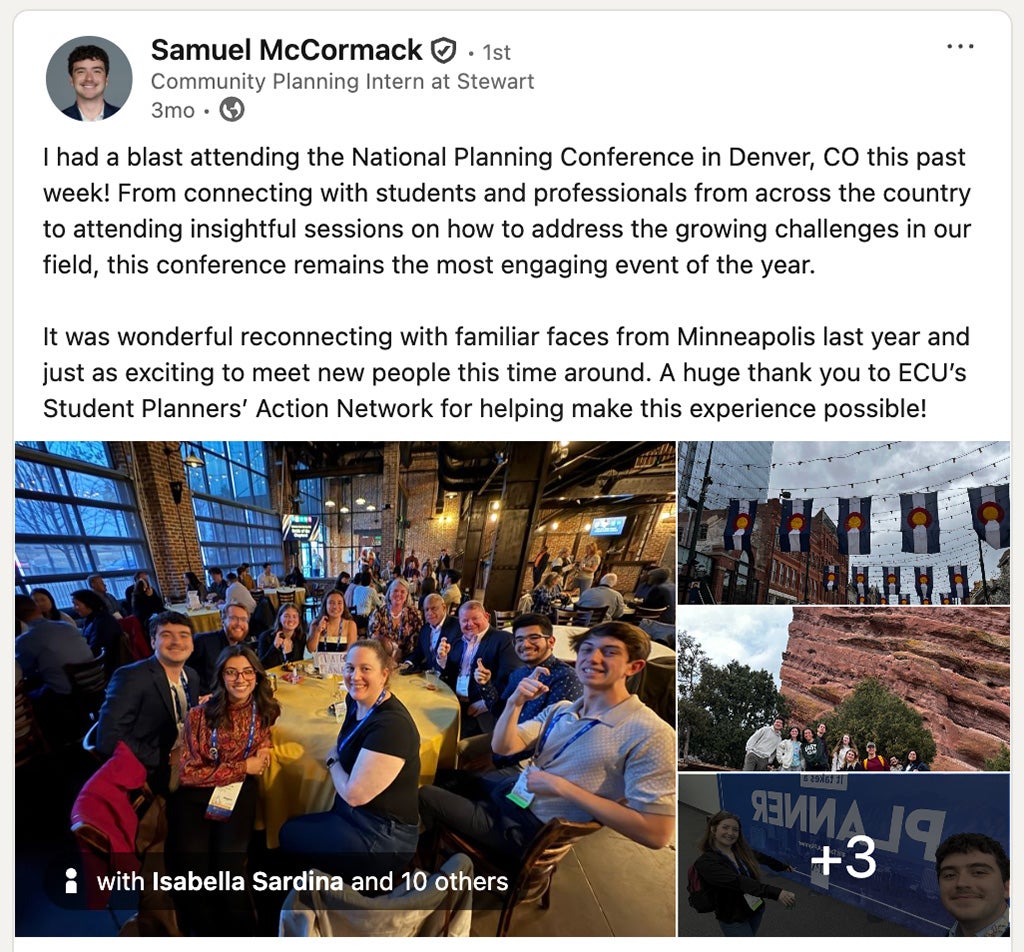 Sam McCormack's Linkedin post